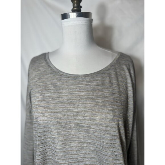 A.N.A Long Sleeve‎ Knit Gray and Gold  NWT Womens Subtle Striped XL top - Picture 2 of 14